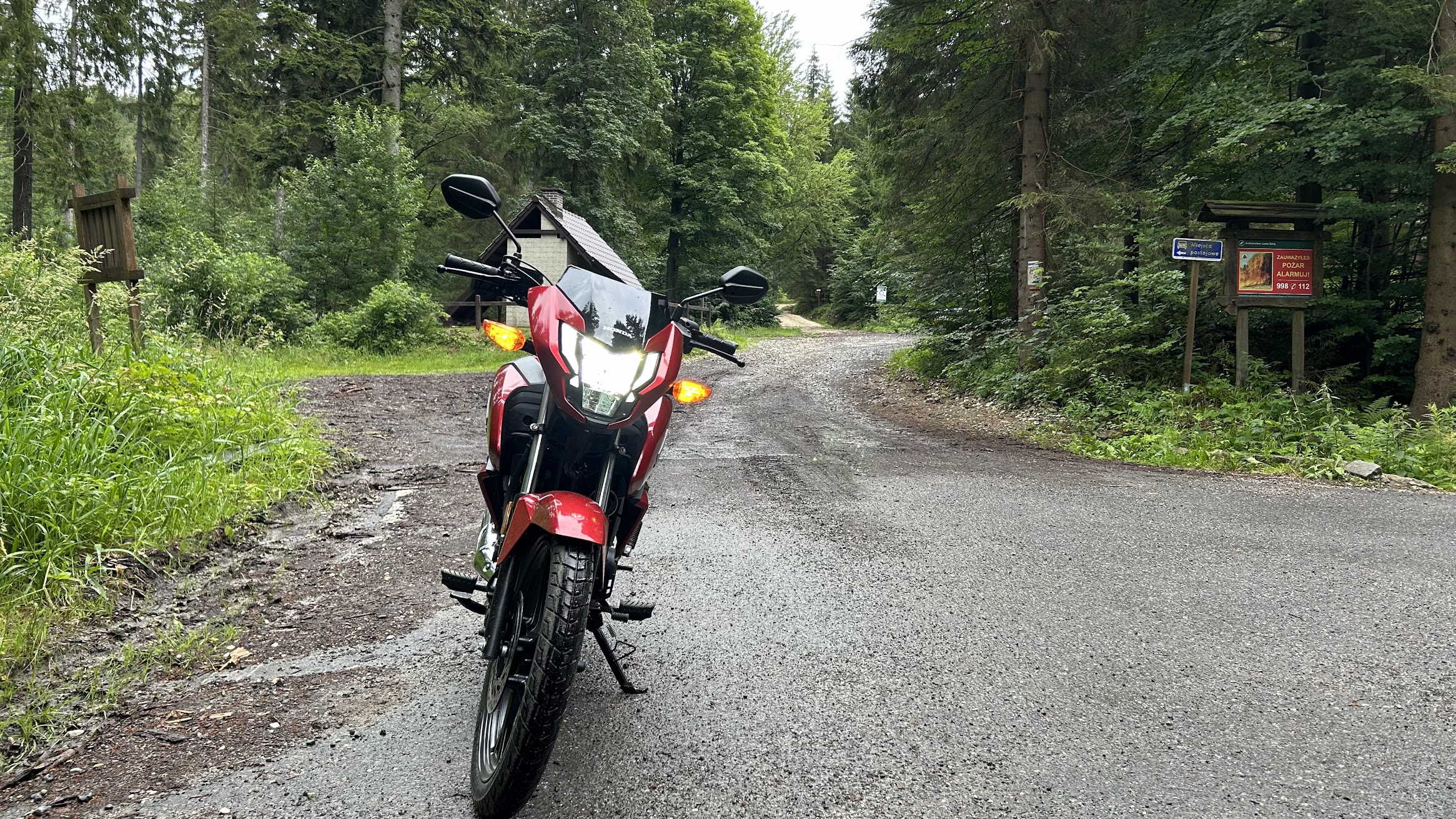 Honda CB125F na drodze w Kotlinie Kłodzkiej